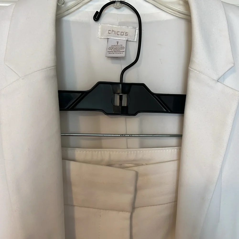 White two piece pant suit